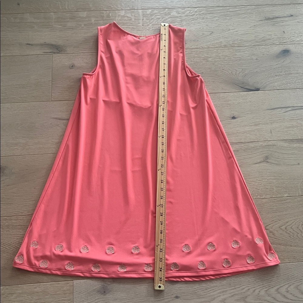 CABANA LIFE CORAL METALLIC SLEEVELESS SHIFT MINI DRESS Size Medium UPF - Picture 5 of 8